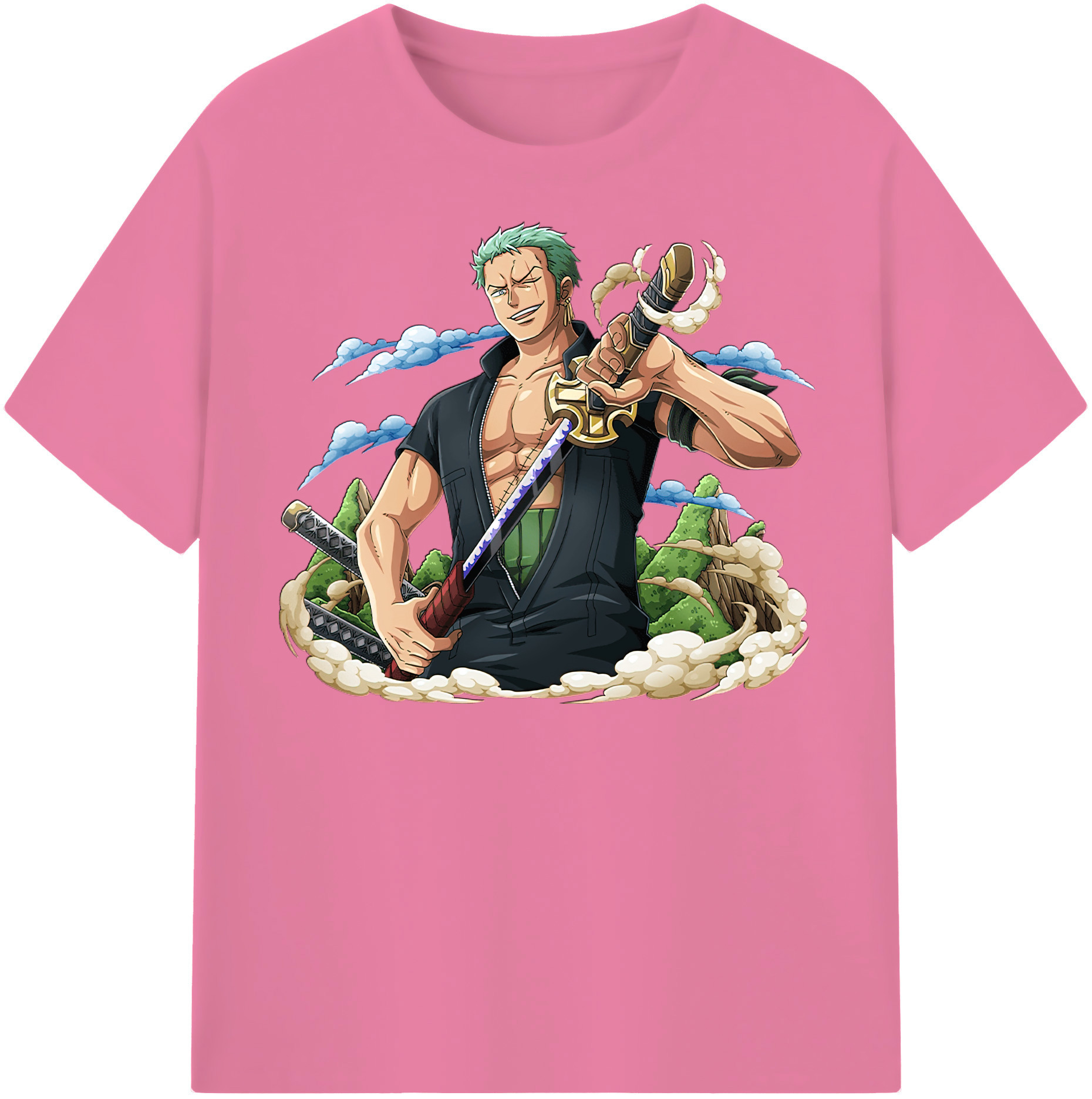ワンピース ロロノア・ゾロ ONE PIECE Roronoa Zoro 綿100％半袖Tシャツ（フロントプリント）